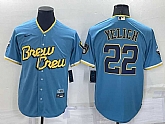 Brewers 22 Christian Yelich Blue Nike 2022 City Connect Cool Base Jerseys,baseball caps,new era cap wholesale,wholesale hats